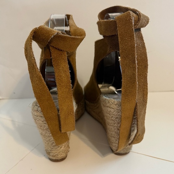 Loeffler Randall Lyra Ankle Tie Espadrille Wedge Sandals Camel Brown Shoes Sz 10 - Picture 5 of 11
